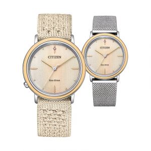 Citizen Montre Femmes - Eco-Drive - Analogique - Bracelet Tissu Beige - EM1006-40A