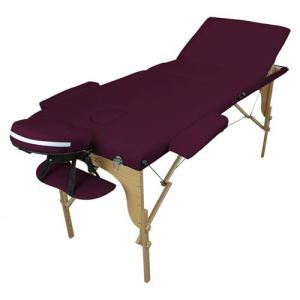 Table de massage pliante 3 zones en bois avec panneau Reiki + Accessoires et housse de transport - Prune