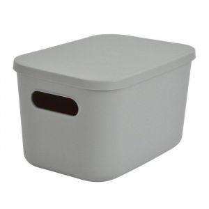 Iris Homéa, Boite avec Couvercle Plastique 4,5L 25 x 17,5 x h,14,5 cm Gris