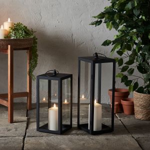 Lights4Fun Duo de Lanternes de Jardin Bowen avec Bougies TruGlow