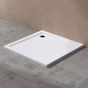 Sogood Receveur de Douche Carr&eacute; Bac &agrave; Douche Extraplat 4 cm Acrylique Blanc 90x90x4 cm Faro01