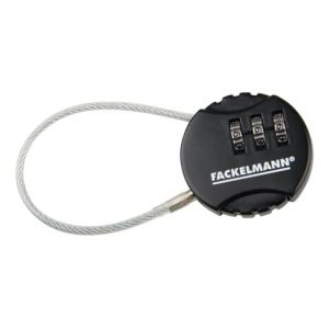 Image de Fackelmann 61088 Cadenas c&acirc;ble &agrave; code &agrave; 3 chiffres, Serrure combin&eacute;e &agrave; 3 num&eacute;ros, pour bagages, valises, v&eacute;los, casiers Acier inoxydable, Fonte m&eacute;tallique, Noir, 9 cm x 4 cm