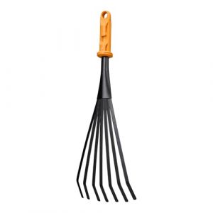 Fiskars OneClick R&acirc;teau &agrave; Massifs, R&acirc;teau pour Les Gazons et Endroits &Eacute;troits, Changement sans Effort en Un Seul Clic, N'Ab&icirc;me Pas Les Plantes, Largeur : 12 cm, Noir/Orange, 1080682