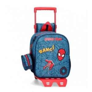 Image de Spiderman Denim Petit sac à dos avec chariot Bleu 21 x 25 x 10 cm Polyester 5,25 l