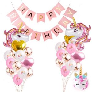 Happy Goods - Décorations d'anniversaire Licorne - Guirlande d'anniversaire - 30 pièces - Fête d'enfants - Ballons - Décorations d'anniversaire