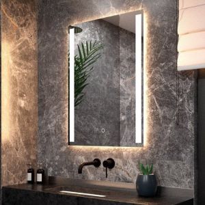 Image de Mirlux Miroir de salle de bain avec éclairage LED et chauffage - Miroir mural rectangulaire - Miroir de douche anti-condensation - 90x65CM