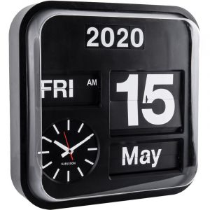 Image de Present time Horloge vintage Big Flip 43 cm noir - Noir