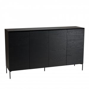 Macabane Buffet 4 portes 6 étagères pieds Maxendre noir - 187x45x108 cm