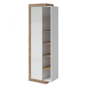 Vitrine design coloris chêne et blanc brillant collection SINATRA.