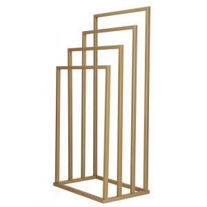 Porte-serviettes sur pied - Springos - 4 barres - Métal - 96 cm - Couleur or