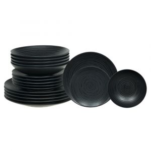 Table passion Service d'assiettes 18 pièces noir en grès
