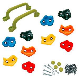 Kangui 10 Pierres d'escalade + 2 poignées pour structures de jeux - Fixations inclues
