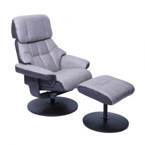 Image de Mendler MCA fauteuil relax HWC-F21, fauteuil de télévision avec tabouret, textile, charge max. 110kg ~ gris clair