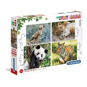 Clementoni Supercolor Puzzle-Wildlife-Bébés animaux-20+60+100+180 pièces- 21409