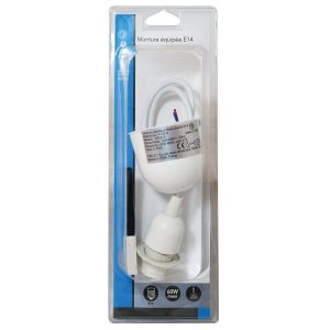 Tibelec Monture en plastique douille E14 avec bague 60W blanc