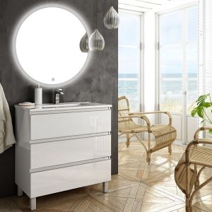 Cosyneo - Meuble de salle de bain - PALMA et miroir Led SOLEN - 60cm