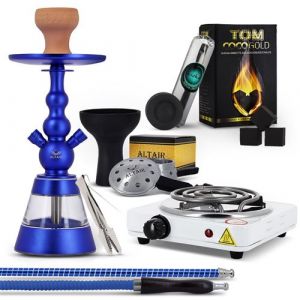 Image de Pack Chicha Altair K phren Bleue Chauffe Charbon + Plaque électrique + Foyer Vortex + Tom Cococha