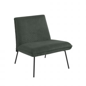 Fauteuil POLA velours c&ocirc;tel&eacute; vert