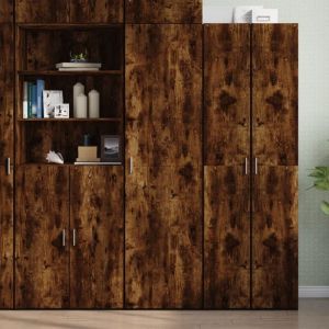 VidaXL Buffet haut chêne fumé 50x42,5x185 cm bois d'ingénierie, buffet, armoire de rangement, panneau latéral, armoire, armoire latérale