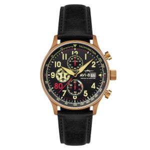 Image de Avi 8 Montre Homme Hawker Hurricane Classic Chronograph - D-Day 80 Limited Edition - AV-4011-1D Bracelet Cuir Noir