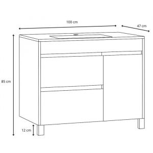 Meuble de salle de bain Salzburg 100 cm - Badplaats - Ch&ecirc;ne ch&acirc;taignier - Meuble avec lavabo