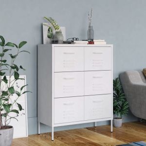 VidaXL Armoire &agrave; tiroirs Blanc 80x35x101,5 cm Acier