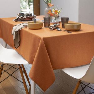 Nappe 150x150 orange poterie en polyester