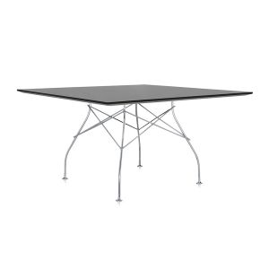 Kartell Table carrée GLOSSY 130 x 130 cm (Noir - MDF laqué en polyester et acier chromé)