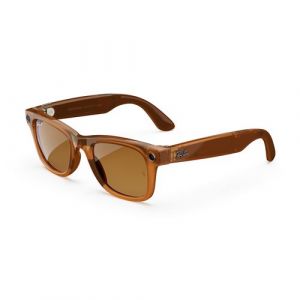 Meta Lunettes connectées Ray-Ban Wayfarer, Caramel Brillant Translucide, Brun Polarisé