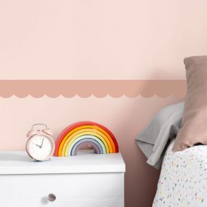 Plage Frise décorative adhésive, festonnée rose, feston, 9 cm x 300 cm