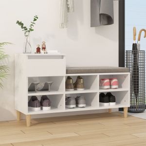 VidaXL Armoire à chaussure Blanc brillant 102x36x60 cm Bois ingénierie Blanc brillant