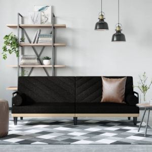 VidaXL Canap&eacute;-lit avec accoudoirs noir tissu - Black