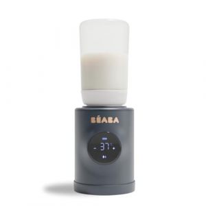 Beaba Milk Nomad - Chauffe-Biberon Nomade Ultra-Rapide sur Batterie – Chauffe en -3 min, Température Réglable (21-49°C), Mélangeur Antigrumeaux Breveté, USB-C, Compact & Compatible Biberons