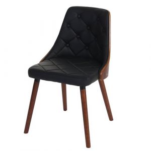 Mendler 6x chaise de salle &agrave; manger Osijek, fauteuil, aspect noix, bois cintr&eacute; ~ similicuir, noir