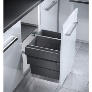 Hailo Poubelle de cuisine tri sélectif 2 bacs encastrable 46L (28+18) Cargo Synchro