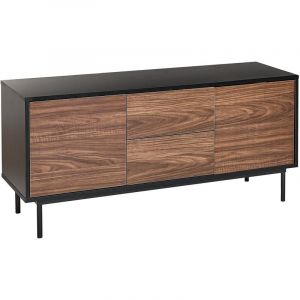 Beliani Commode à 2 portes bois sombre et noir OKLAND