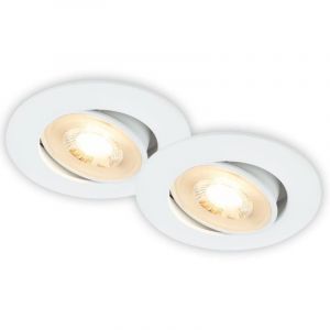 BRILONER - Set de 2 spots LED encastrables 230V plats, orientables, lumière blanche chaude, spot encastrable, spots LED, spots de plafond, spot encastrable extra plat, 8x3,2 cm, blanc