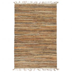 Image de VidaXL Tapis Chindi tissé à la main Cuir Jute 160 x 230 cm Brun roux