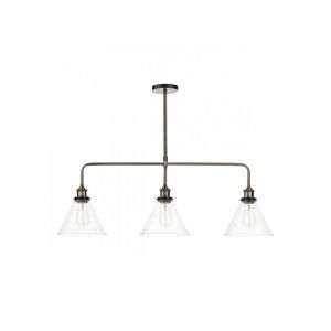 Dar Lighting DAR - Suspension Ray laiton antique et verre 3 ampoules