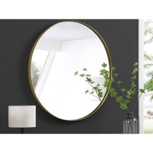 Miroir mural rond en métal D 80 cm Doré JAFFREL