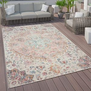 Paco Home - Tapis Intérieur Extérieur, Poils Ras Design Oriental, Coloris Et Tailles Variés 80x150 cm, Crème 3
