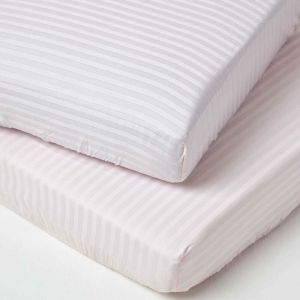 Image de Homescapes - Lot de 2 Draps housse lit b&eacute;b&eacute; en coton &eacute;gyptien 330 fils Rose, 60 x 120 cm - Rose