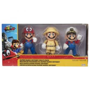 Jakks Pacific Coffret Pack 3 Figurines Super Mario Odyssey 10 Cm - Personnages Collector, Articule, En Pvc - Set Jouet Enfant, Collection + Carte