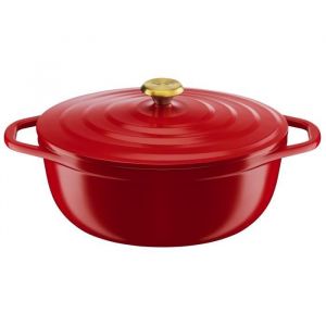 Tefal E2548904 Air cocotte légère ovale 30x23 cm, fonte d'aluminium rouge, tous feux dont induction