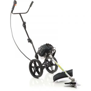 wiltec Débroussailleuse à essence sur Roues 1,9 kW Appareil 2-en-1 Débroussailleuse Coupe-bordures