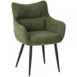 Fauteuil repas Lucas tissu vert pieds m&eacute;tal