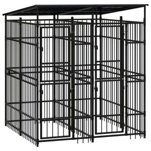 VidaXL Chenil d'extérieur avec toit pour chiens Acier 3,69 m²