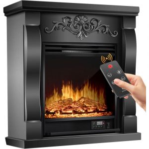 KESSER Cheminée électrique sur pied - Cheminée électrique avec effet de flamme 3D LED Avec chauffage Cheminée électrique avec puissance 1800W