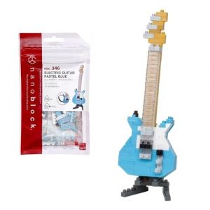 Bandai Nanoblock - Guitare électrique bleue - Mini figurine en briques - Jeu de construction - Kit construction figurines instruments de musique guitare en pixel - NBC346
