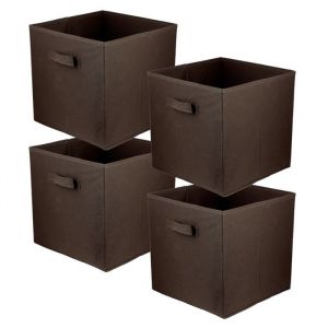 Domino Boîte textile 31x31x31 brun foncé - Lot de 4
